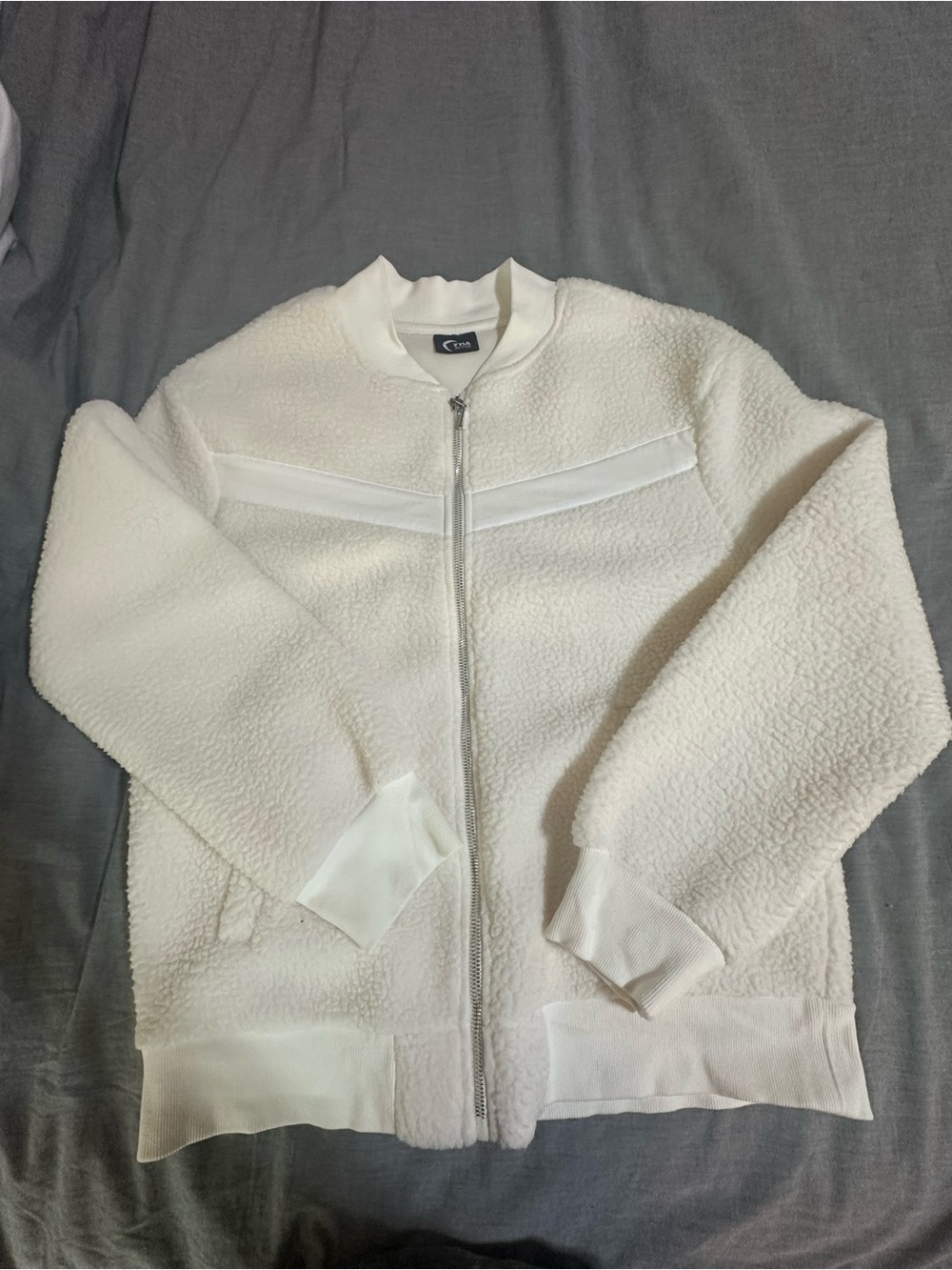 Cozy Zip-Front Teddy Jacket in Cream